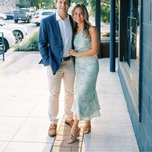 Green Satin one shoulder dress